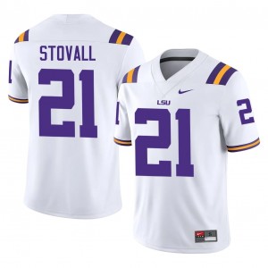 #21 Jerry Stovall LSU Tigers White Jersey | Elite Stitched Men Player Football Gear 95366193