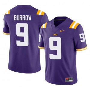 Purple Joe Burrow #9 Fighting Tigers Jersey | Men High School Football Fresh Swen 96388638