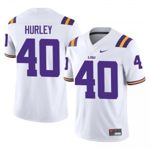 White John Hurley #40 Louisiana State Jersey | Men High School Football Moisture Wicking Stitched 44009225
