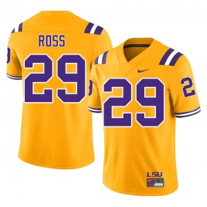 Jordan Ross #29 LSU Jersey | Iconic Gold College Football Men Embroidery 23017449