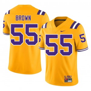 Lamar Brown #55 LSU Tigers Jersey | Exclusive Gold College Football Men Embroidery 65397748