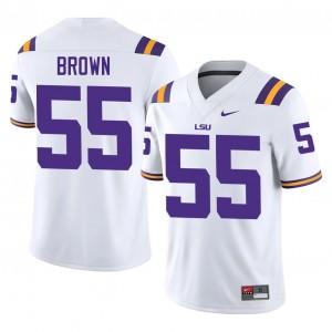 LSU Lamar Brown #55 White Jersey | Pro Cut Stitched NCAA Football Men Apparel 96965649