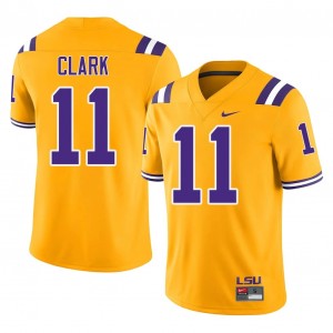 Geaux Tigers Landen Clark #11 Gold Jersey | Essential Embroidery NCAA Football Men Apparel 35647776