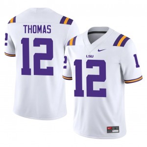LSU Tigers Malachi Thomas #12 White Jersey | Premium Stitched NCAA Football Men Apparel 19185797