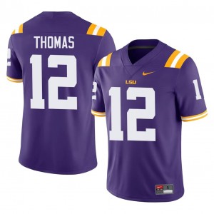 #12 Malachi Thomas LSU Purple Jersey | Authentic Stitch Men Player Football Gear 47932141