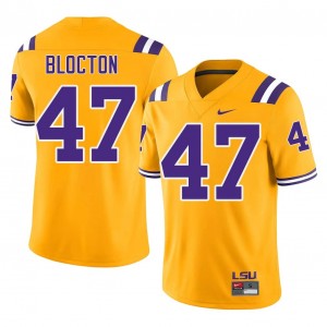 Geaux Tigers Malik Blocton #47 Gold Jersey | Essential Embroidery NCAA Football Men Apparel 58306738