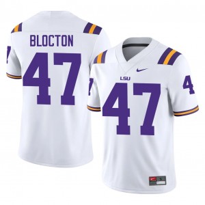 #47 Malik Blocton LSU Tigers White Jersey | Alumni Stitched Men Player Football Gear 35825470