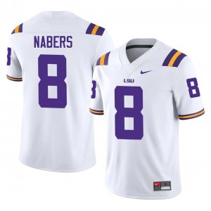 Louisiana State Malik Nabers #8 White Jersey | Genuine Stitched NCAA Football Men Apparel 50691545
