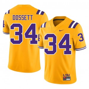 #34 Mason Dossett Fighting Tigers Gold Jersey | Elite Embroidery Men Player Football Gear 46398227