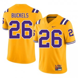 Gold Nolon Buckels #26 LSU Jersey | Men High School Football Licensed Embroidery 68407722
