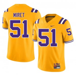 Durable Ryan Miret #51 Fighting Tigers Gold Jersey | Men University Football Embroidery Fan Gear 16434308