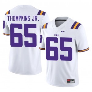 Elite Thread Sean Thompkins Jr. #65 LSU Tigers White Jersey | Men University Football Stitched Fan Gear 10891166