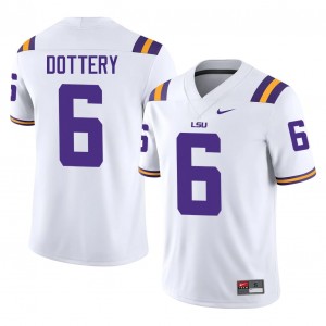 LSU Tigers TJ Dottery #6 White Jersey | Genuine Stitched NCAA Football Men Apparel 76279392