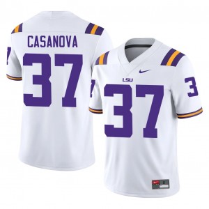 White Tommy Casanova #37 Louisiana State Jersey | Men High School Football Moisture Wicking Stitched 15505910