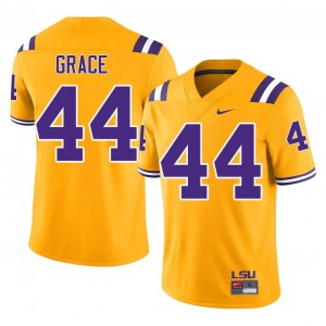 #44 Zach Grace LSU Gold Jersey | Authentic Embroidery Men Player Football Gear 43720295
