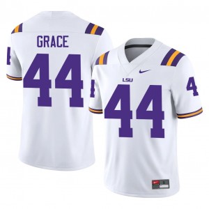 White Zach Grace #44 Geaux Tigers Jersey | Men High School Football Limited Stitched 23936965