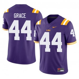 Elite Thread Zach Grace #44 LSU Tigers Purple Jersey | Men University Football Stitch Fan Gear 47464869