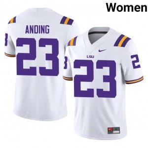 #23 Aidan Anding LSU Tigers White Jersey | Alumni Stitched Women Player Football Gear 50179532