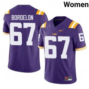 Durable Bo Bordelon #67 Fighting Tigers Purple Jersey | Women University Football Swen Fan Gear 58726394