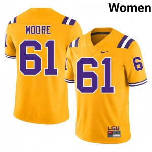 Durable Braelin Moore #61 LSU Tigers Gold Jersey | Women University Football Embroidery Fan Gear 57001377