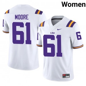 Braelin Moore #61 LSU Jersey | Iconic White College Football Women Stitched 72674249