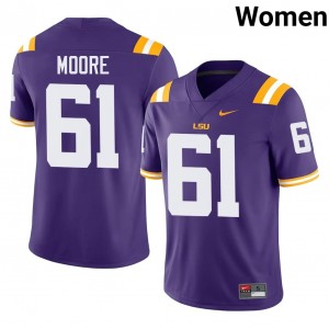 Geaux Tigers Braelin Moore #61 Purple Jersey | Essential Swen NCAA Football Women Apparel 10470260