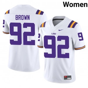 Brandon Brown #92 LSU Tigers Jersey | Gameday White College Football Women Stitched 82228668