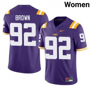 Fighting Tigers Brandon Brown #92 Purple Jersey | Premium Swen NCAA Football Women Apparel 12202649