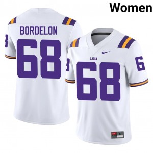 #68 Brett Bordelon Fighting Tigers White Jersey | Elite Stitched Women Player Football Gear 72609920