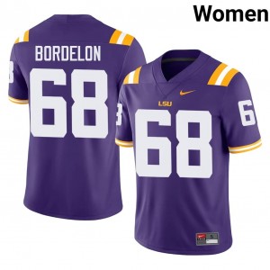 Purple Brett Bordelon #68 LSU Jersey | Women High School Football Licensed Stitch 57659869