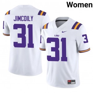 LSU CJ Jimcoily #31 White Jersey | Pro Cut Stitched NCAA Football Women Apparel 68229111
