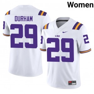 #29 Caden Durham LSU Tigers White Jersey | Elite Stitched Women Player Football Gear 24025102
