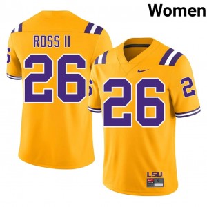 Gold Charles Ross II #26 LSU Jersey | Women High School Football Licensed Embroidery 65178747