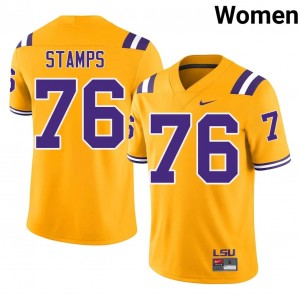 Gold Christian Stamps #76 Geaux Tigers Jersey | Women High School Football Limited Embroidery 81901962