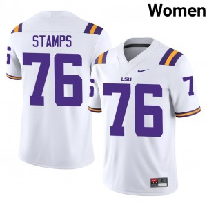 Elite Thread Christian Stamps #76 Louisiana State White Jersey | Women University Football Stitched Fan Gear 50638967