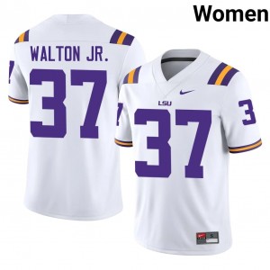 Geaux Tigers Craig Walton Jr. #37 White Jersey | Essential Stitched NCAA Football Women Apparel 23018974
