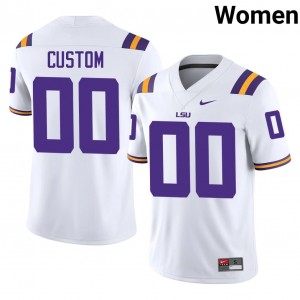 Louisiana State Custom #00 White Jersey | Genuine Stitched NCAA Football Women Apparel 79484608