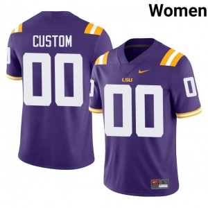 #00 Custom LSU Tigers Purple Jersey | Elite Swen Women Player Football Gear 33529844