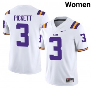 White DJ Pickett #3 LSU Tigers Jersey | Women High School Football Fresh Stitched 50477498