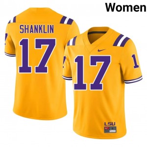 Damien Shanklin #17 Geaux Tigers Jersey | Pro-Grade Gold College Football Women Embroidery 36063525