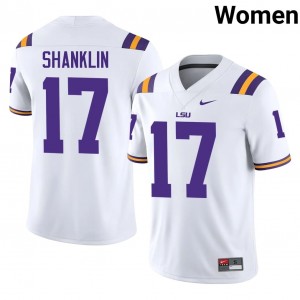 Louisiana State Damien Shanklin #17 White Jersey | Genuine Stitched NCAA Football Women Apparel 72796888
