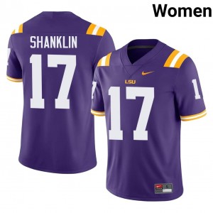 #17 Damien Shanklin LSU Tigers Purple Jersey | Elite Swen Women Player Football Gear 50550202