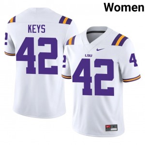 Durable Davhon Keys #42 LSU Tigers White Jersey | Women University Football Stitched Fan Gear 71388945