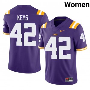 Davhon Keys #42 LSU Jersey | Iconic Purple College Football Women Stitch 70759775