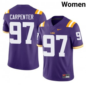 Purple Dylan Carpenter #97 Louisiana State Jersey | Women High School Football Moisture Wicking Stitch 36333692