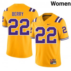 #22 Harlem Berry LSU Gold Jersey | Authentic Embroidery Women Player Football Gear 39163628