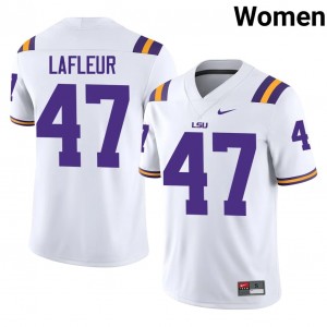 JD LaFleur #47 Fighting Tigers Jersey | Exclusive White College Football Women Stitched 65589483