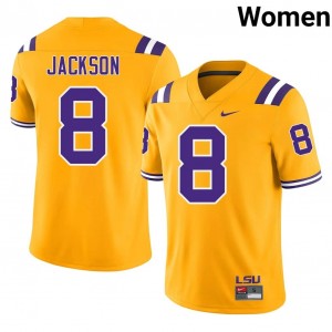 LSU Tigers Ja'Keem Jackson #8 Gold Jersey | Premium Embroidery NCAA Football Women Apparel 21112316