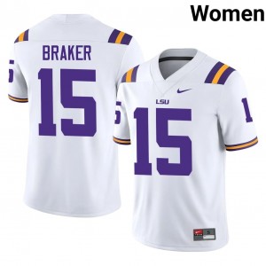 #15 Jaiden Braker Geaux Tigers White Jersey | Classic Stitched Women Player Football Gear 48722683