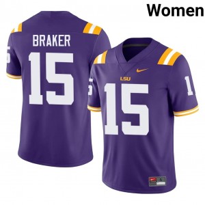 Purple Jaiden Braker #15 Louisiana State Jersey | Women High School Football Moisture Wicking Stitch 90646352